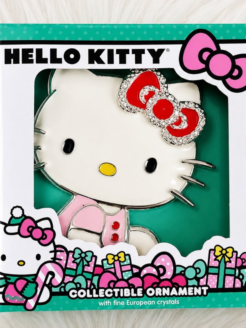 Hello Kitty Collectible Ornament Wearing Pink Dress & A Red Bow